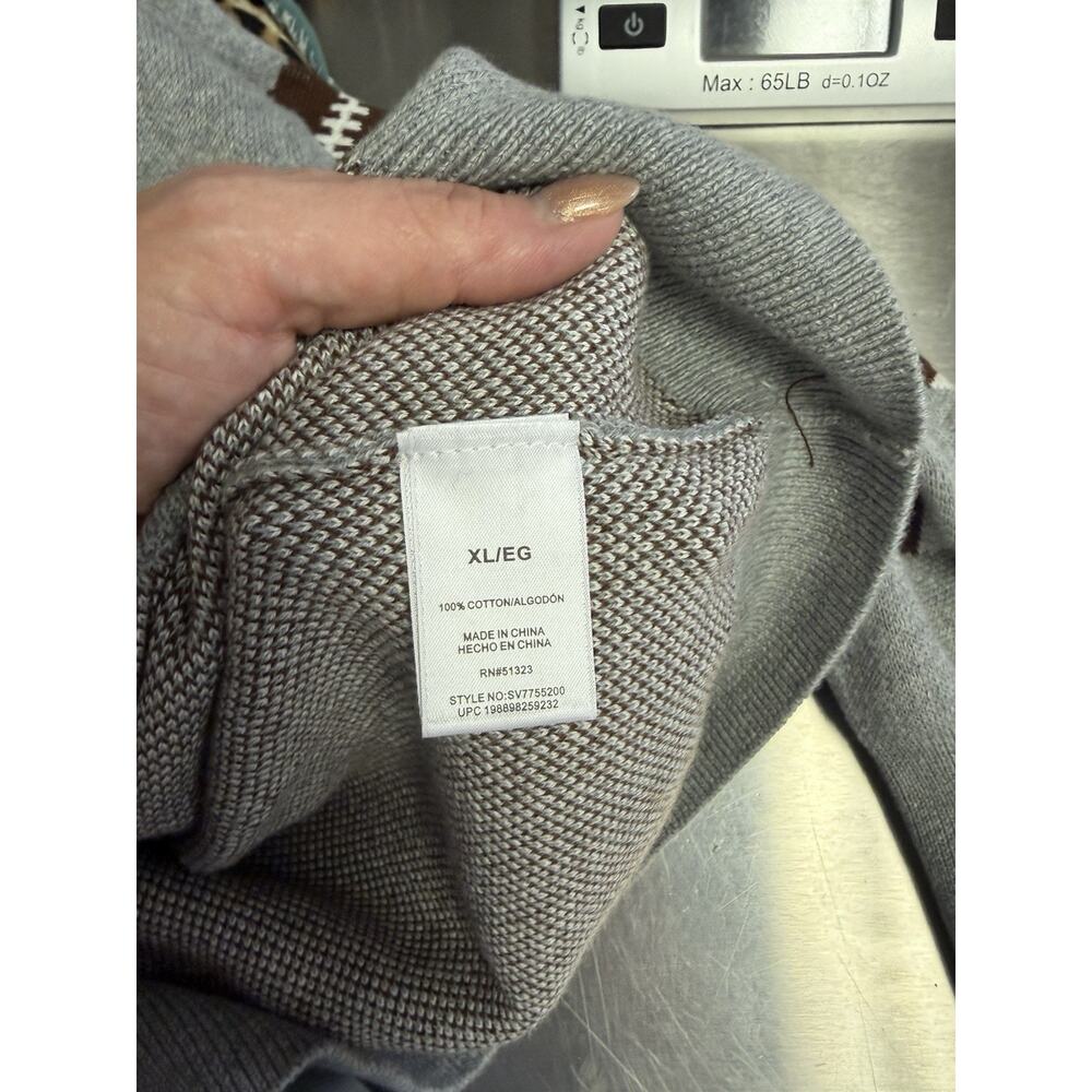 Vince Camuto Women’s XL Gray Football 100% Cotton Sweater Crewneck Casual Cozy - Picture 7 of 10
